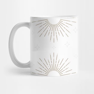 Sun and stars minimal magic white and gold Mug